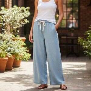 GAP High Rise Size XL Baggy Wide Leg Pull On Womens Light Wash Denim Jeans